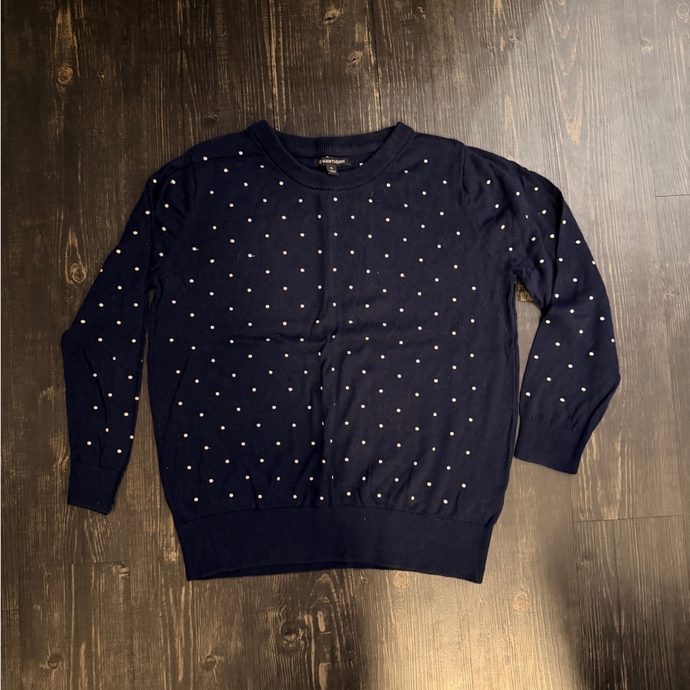 41 Hawthorn Navy and Silver Polka Dot Sweater
